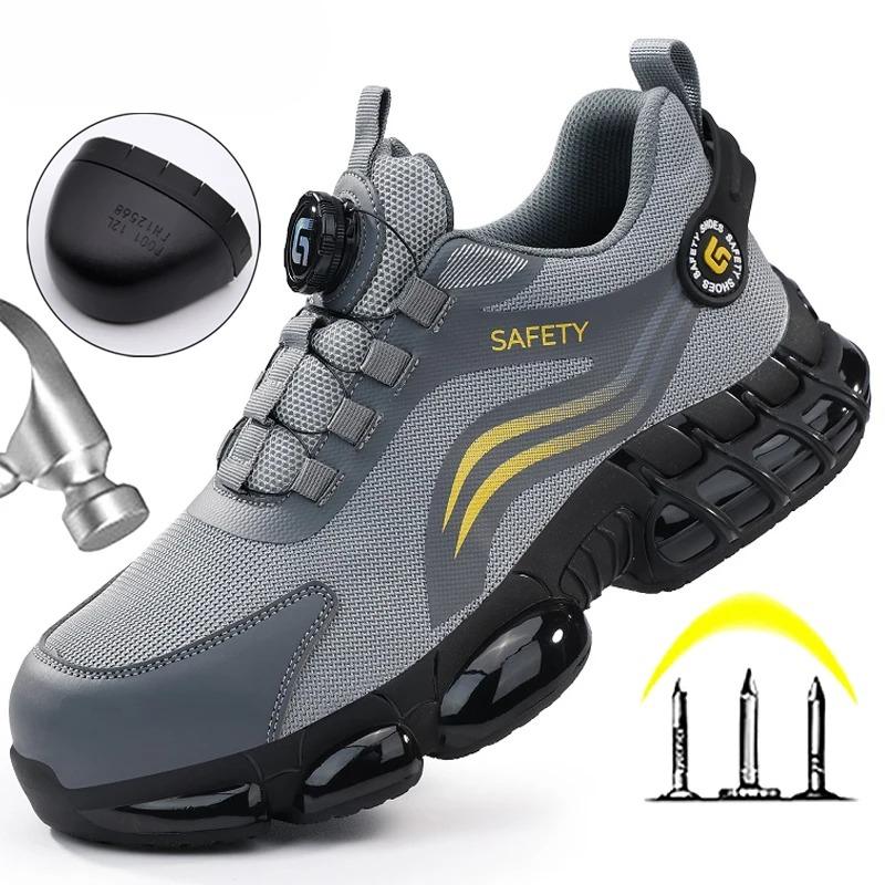 Fashion Safety Boots Fashion New Safety Work Shoes Anti-smash Anti-puncture Anti-odor Men Wear Shoes Non-slip Knob Buckle Steel Toe Shoe