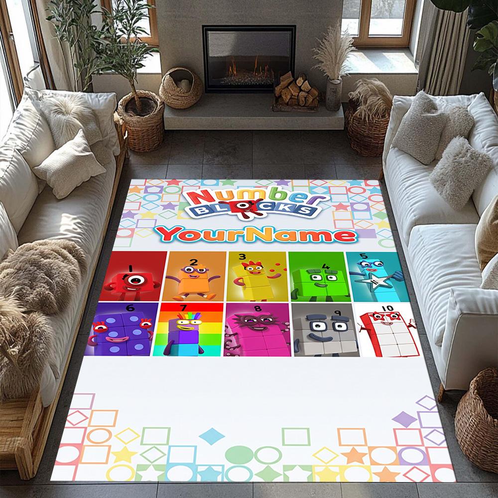 Numberblocks Personalized Name Floor Mat Design for Hallway Living Rooms Foyer Dining Room Antislip Carpet Anime Office Decor Best for Christmas