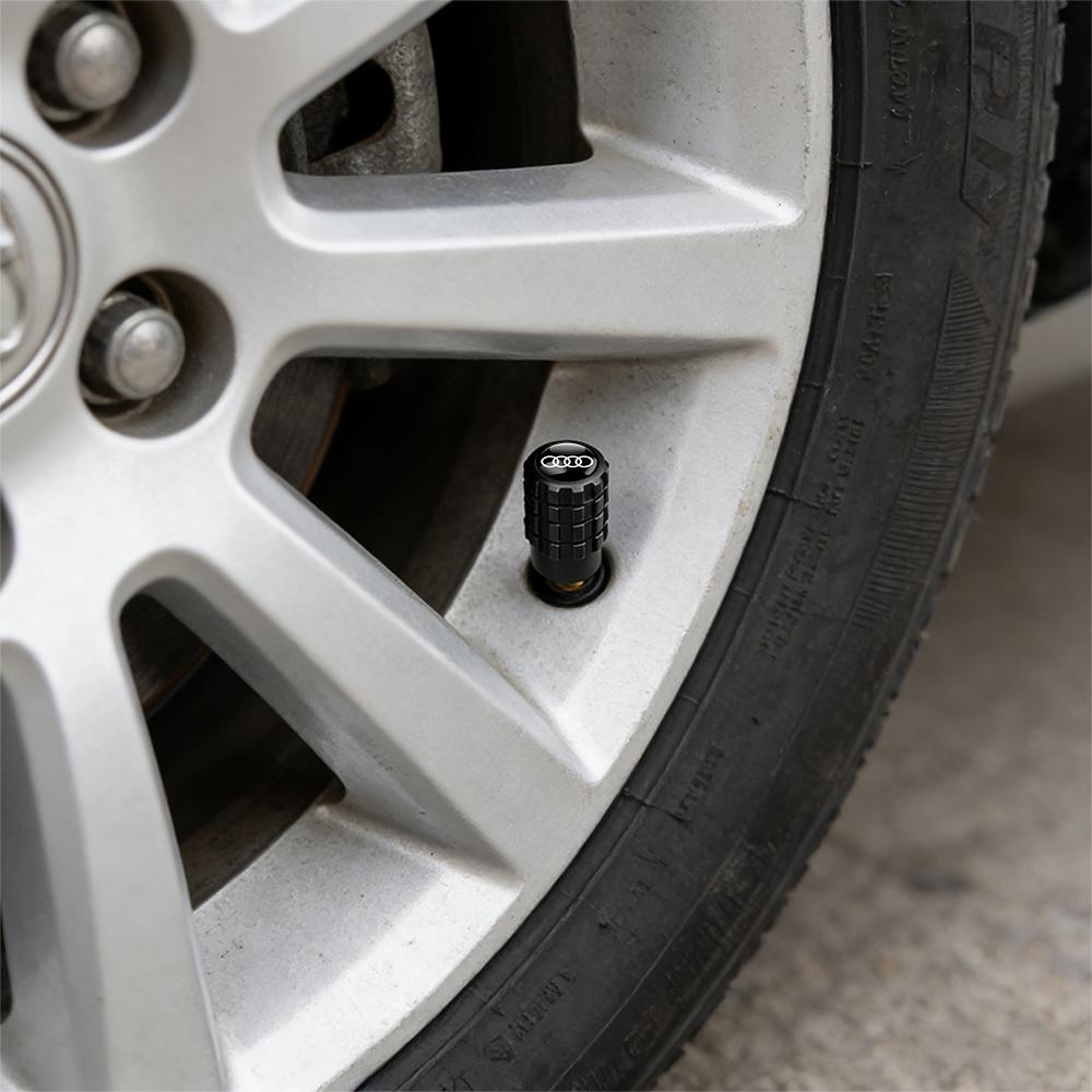 4PCS Aluminum Car Styling Emblem Wheel Tire Valve Stem Air Caps For Audi A6 C6 A4 B7 A5 B8 8V Q5 Q3 8P S4 A3 A1 Sline C5 8L Q6