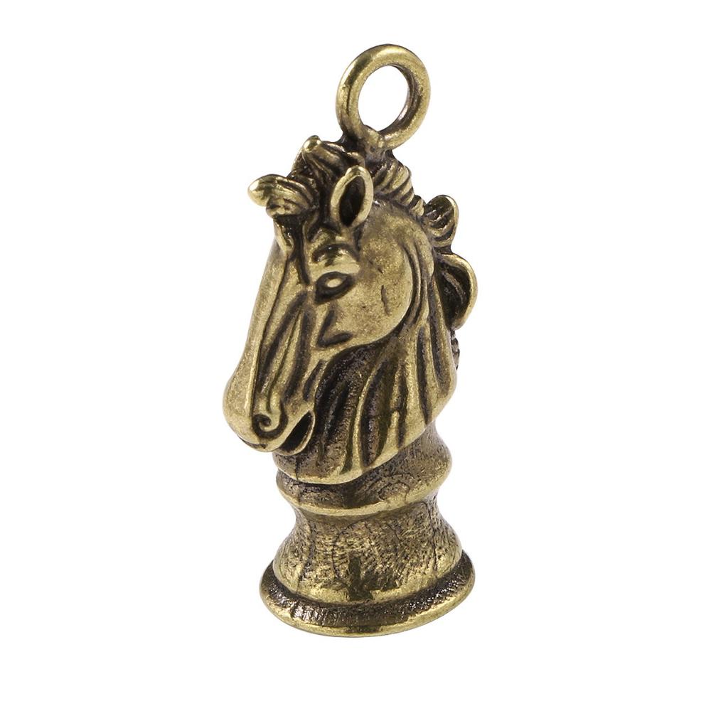 Brass Chess Horse Pendant 2026 Year of The Chinese Zodiac Horse Head Keychain Pendant Car Key Jewelry