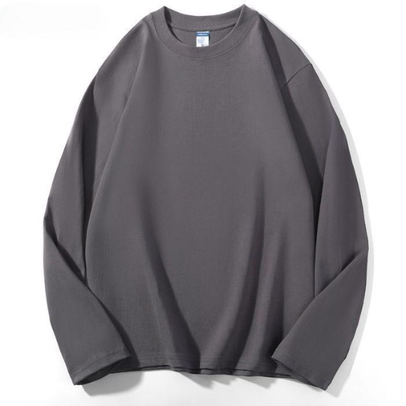Herrenbekleidung T-Shirts Langarm Herbst Rundhals Mode Neu Bequem Vielseitig Unifarben Schwarz Weiß