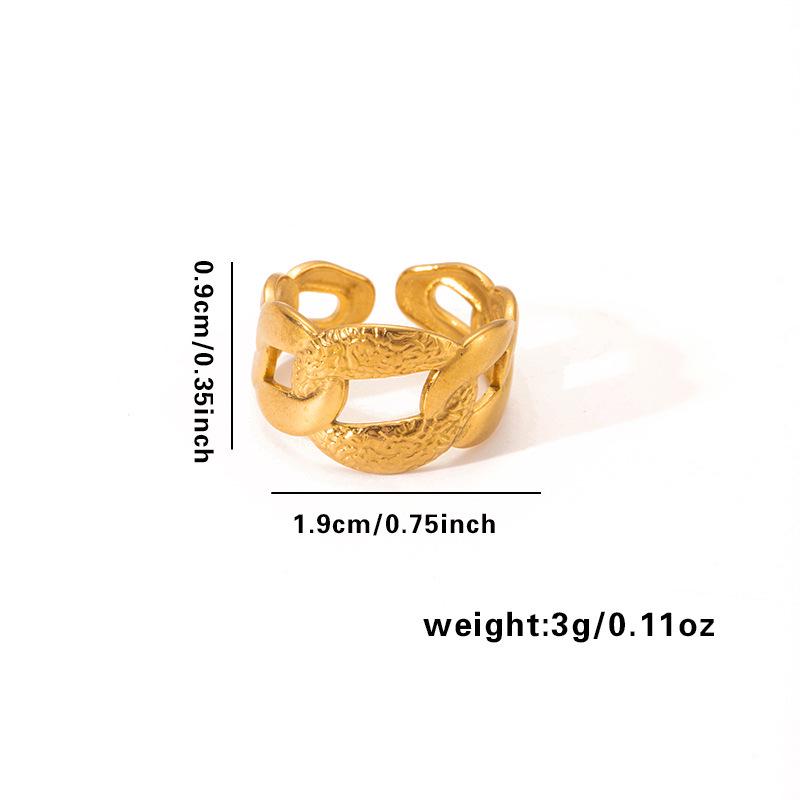 Elegant French Titanium Steel Multi-Layered Leaf Ring with Irregular Design, 18K Gold Plating