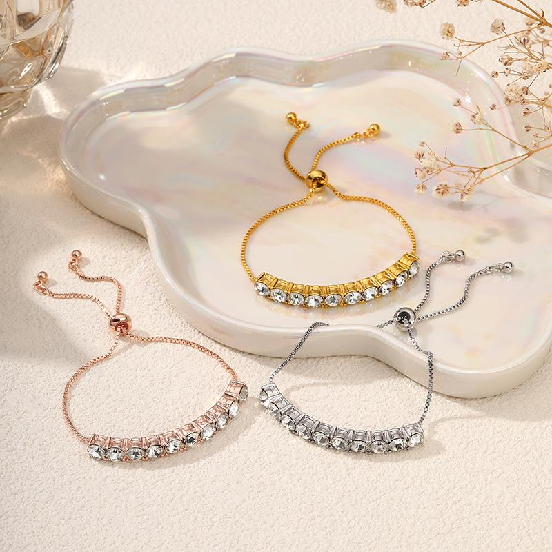 Geometric Round 8mm Zircon Pull-out Jewelry Personalized Versatile Bracelet