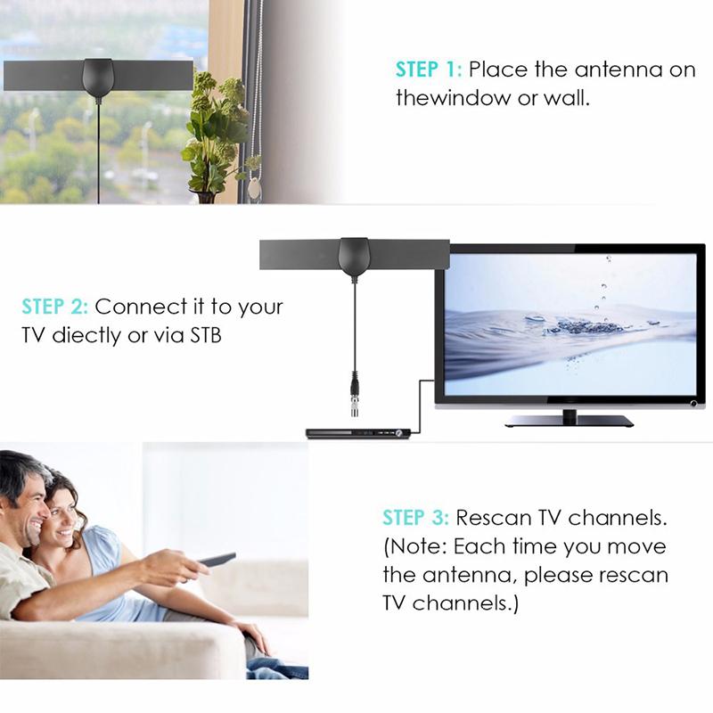 25 mils rekkevidde antenne TV digital HD 4K antenne digital innendørs HDTV støtter 1080P