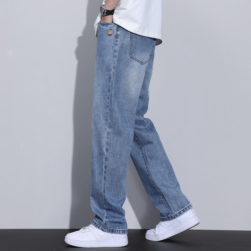Spring and Autumn New Loose Straight Washed Jeans Men's Trend American Retro Wide Leg Loose Casual Pants