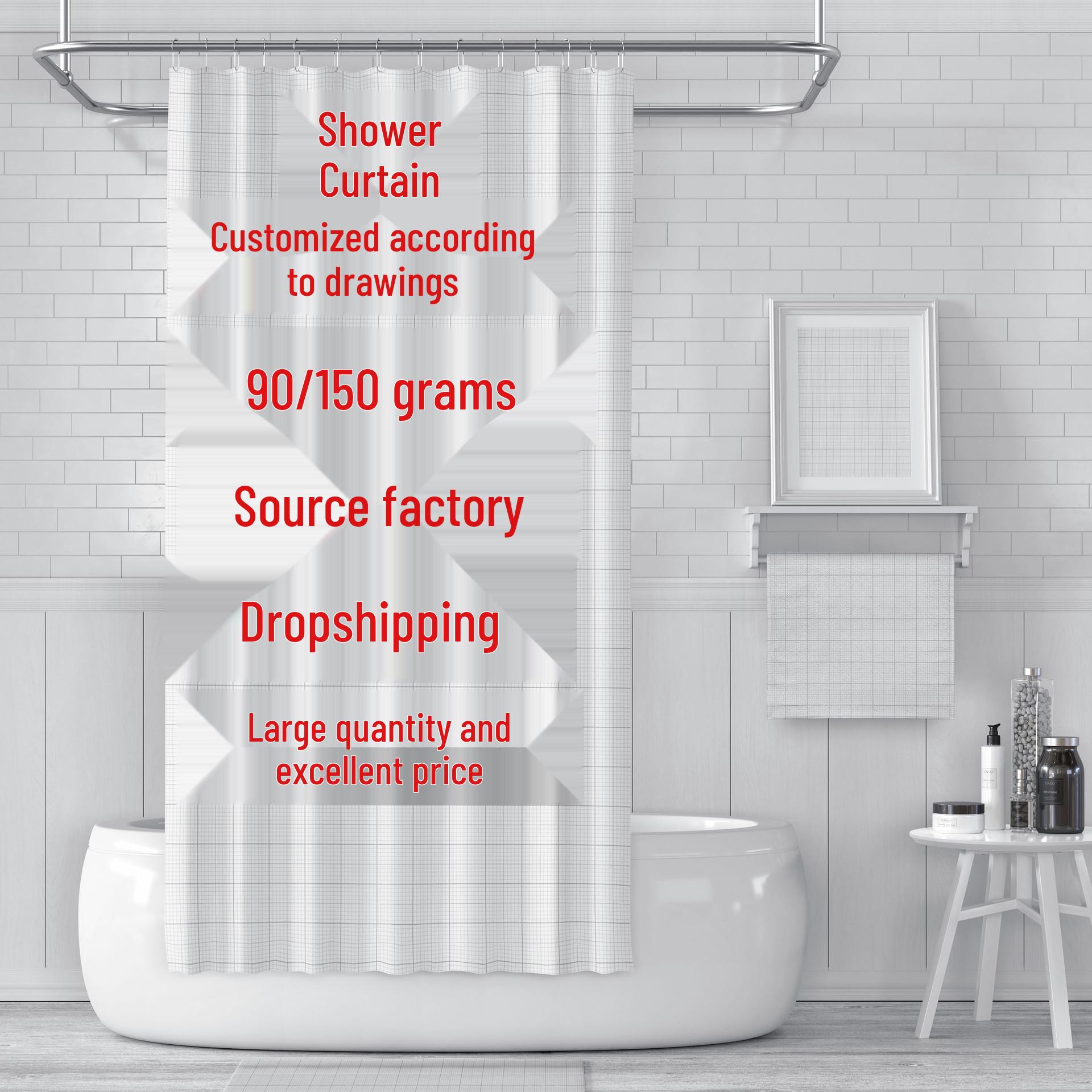 Custom 3D Printed Waterproof Shower Curtain Model 180x180