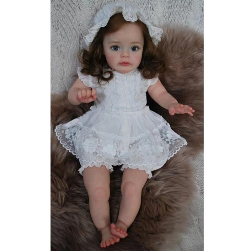 

60-сантиметрова мила лялька Reborn Baby Doll для дівчинки з м’яким на дотик тканинним тілом для новонароджених, реалістична лялька Rebirth з 3D-розмальованою шкірою, дитяча іграшка для друзів, подарунки на день народження 60cm