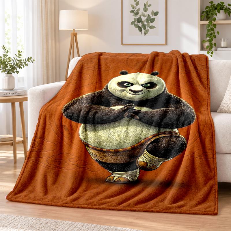 Kung Fu Panda Flannel Throw Blanket Soft Warm Cozy For Sofa Bed Indoor Home Bedroom Use