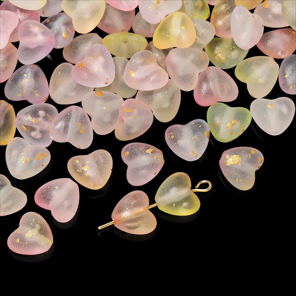 

50pcs/Lot Heart Shape Acrylic Beads Multicolor Loose Spacer Beads for Jewelry Making DIY Bracelet Necklace Earrings Accessories 9 x 10mm