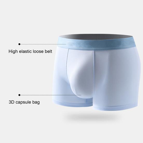 Men Boxer Underwear High Waist Ice Silk Seamless Thin Shorts Briefs Letter Print Quick Drying U-Convex Panties