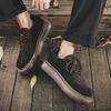 Retro Brown Men's Casual Sneakers Fashion Lace-up Men Tooling Shoes Comfortable Leather Suede Sneakers Man Zapatillas Hombre New