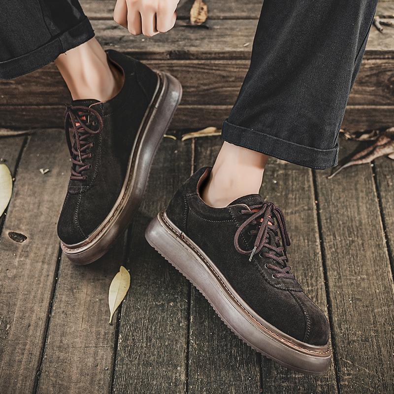 Retro Brown Men's Casual Sneakers Fashion Lace-up Men Tooling Shoes Comfortable Leather Suede Sneakers Man Zapatillas Hombre New