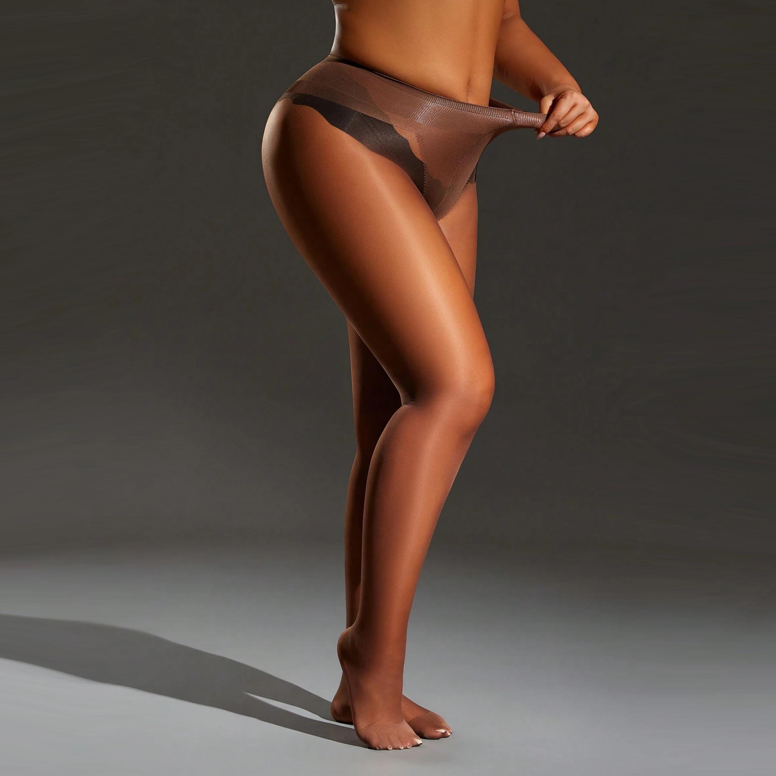 1 Piece Women S Plus-Size Flesh-Colored Sexy Pantyhose Super Thin Silky Pantyhose One Size