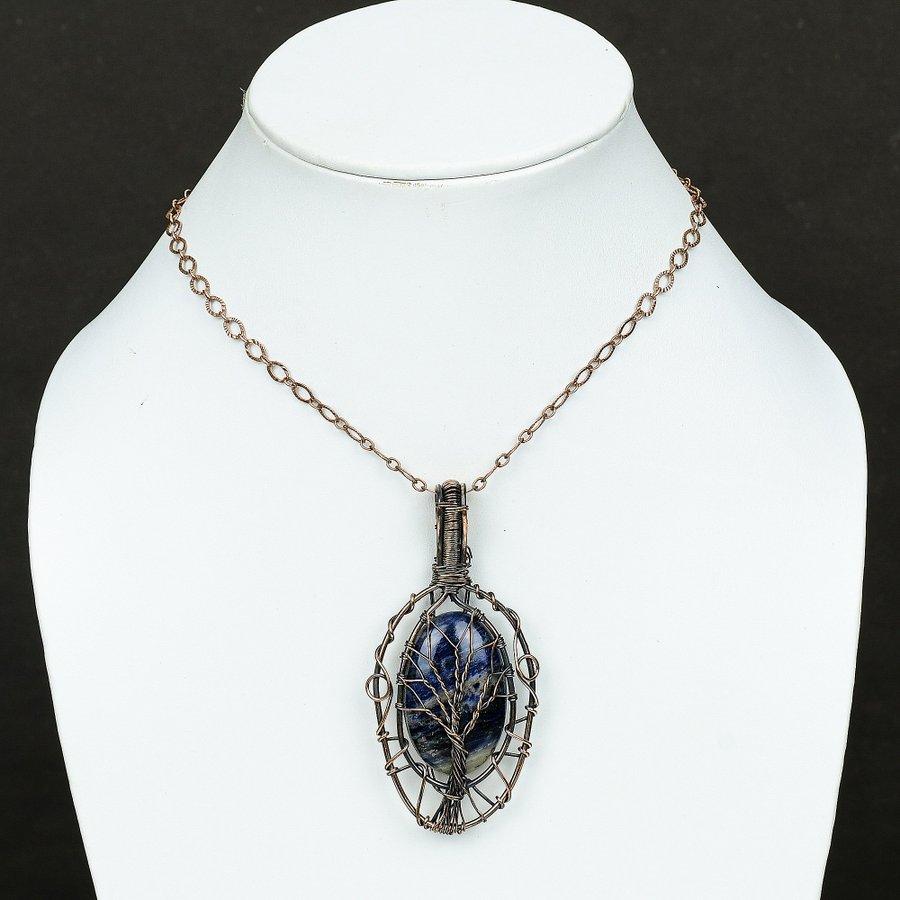 Sodalite Handmade Copper Wire Wrap Jewelry Pendant 3.15" S8e60