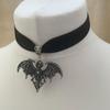 Gothic Silver Bat Pendant Necklace With Cross Chain For Vampire Role Play