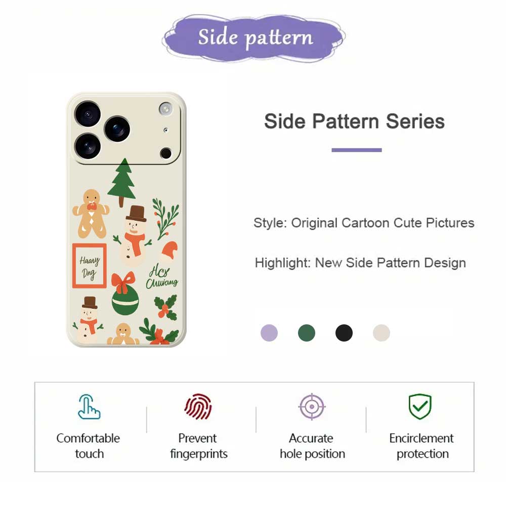 For iPhone 17 Pro Max Case Christmas Snowman Pattern Printing Straight Edge TPU Phone Back Cover