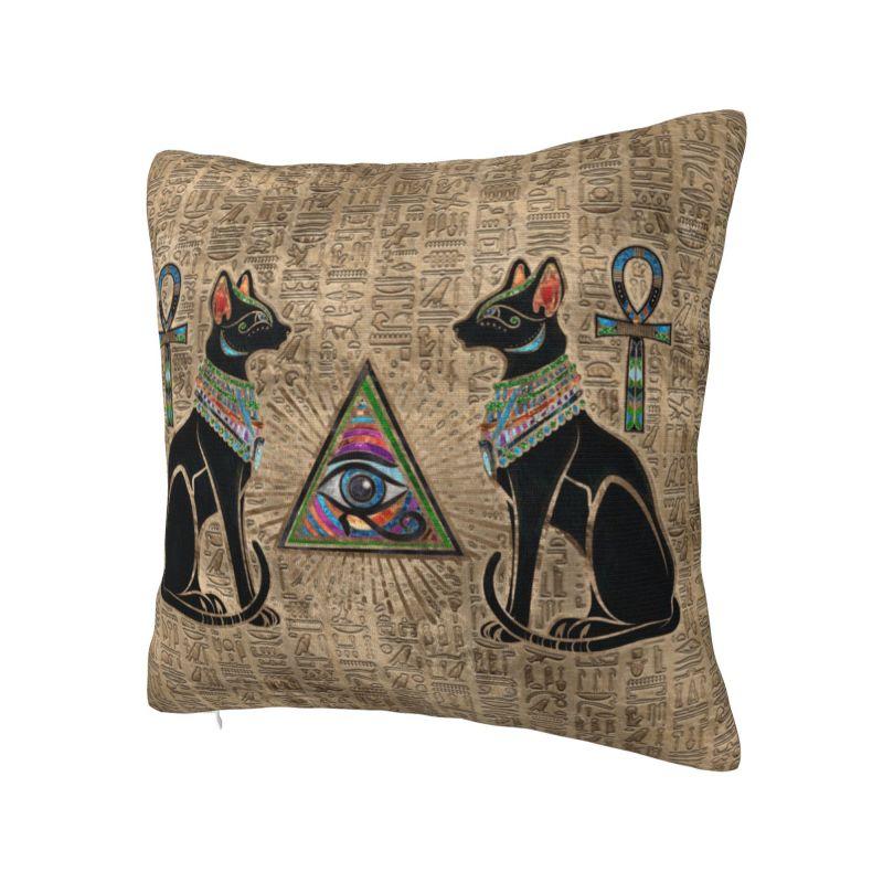 Egyptian Cats And Eye Of Horus 4 Cushion Cover Egypt Velvet Modern Pillow Case for Sofa