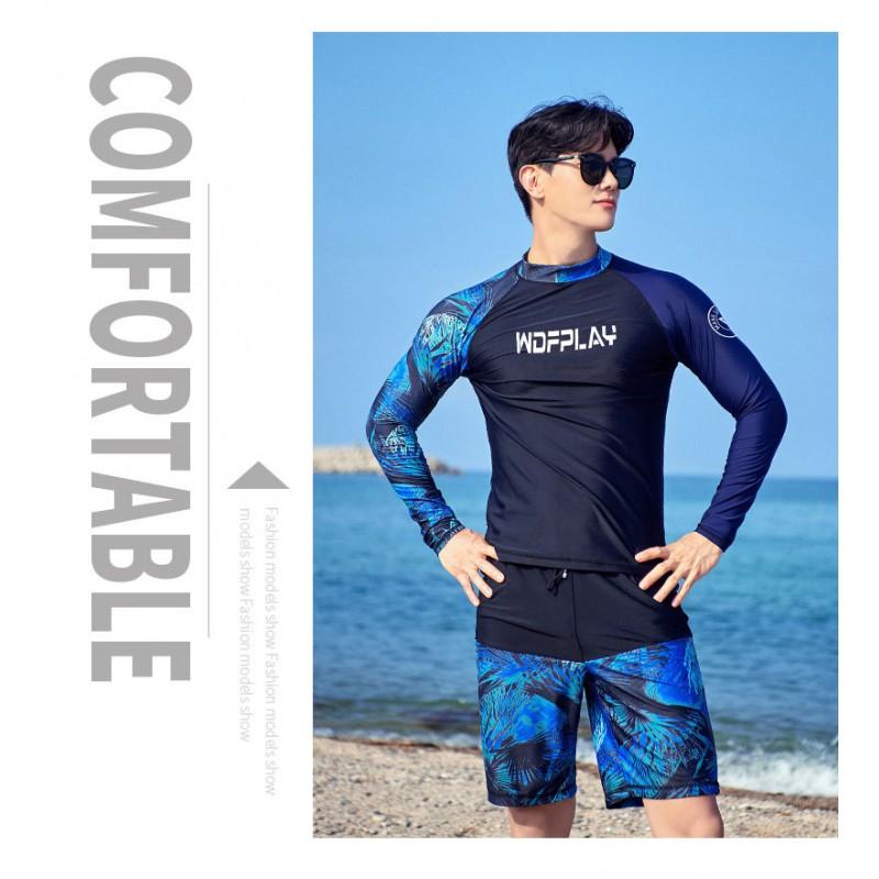 Set Rash Guard Uomo Protezione UV Asciugatura Rapida Costumi da Bagno Snorkeling Surf Sport Acquatici