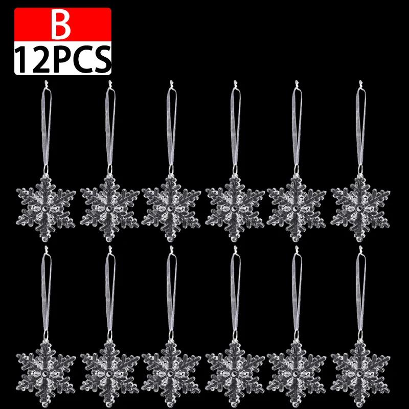 Clear Acrylic Snowflake Ornaments Christmas Tree Decorations Winter Wonderland Party Star Snowflake Deer Shaped Crystal Decor
