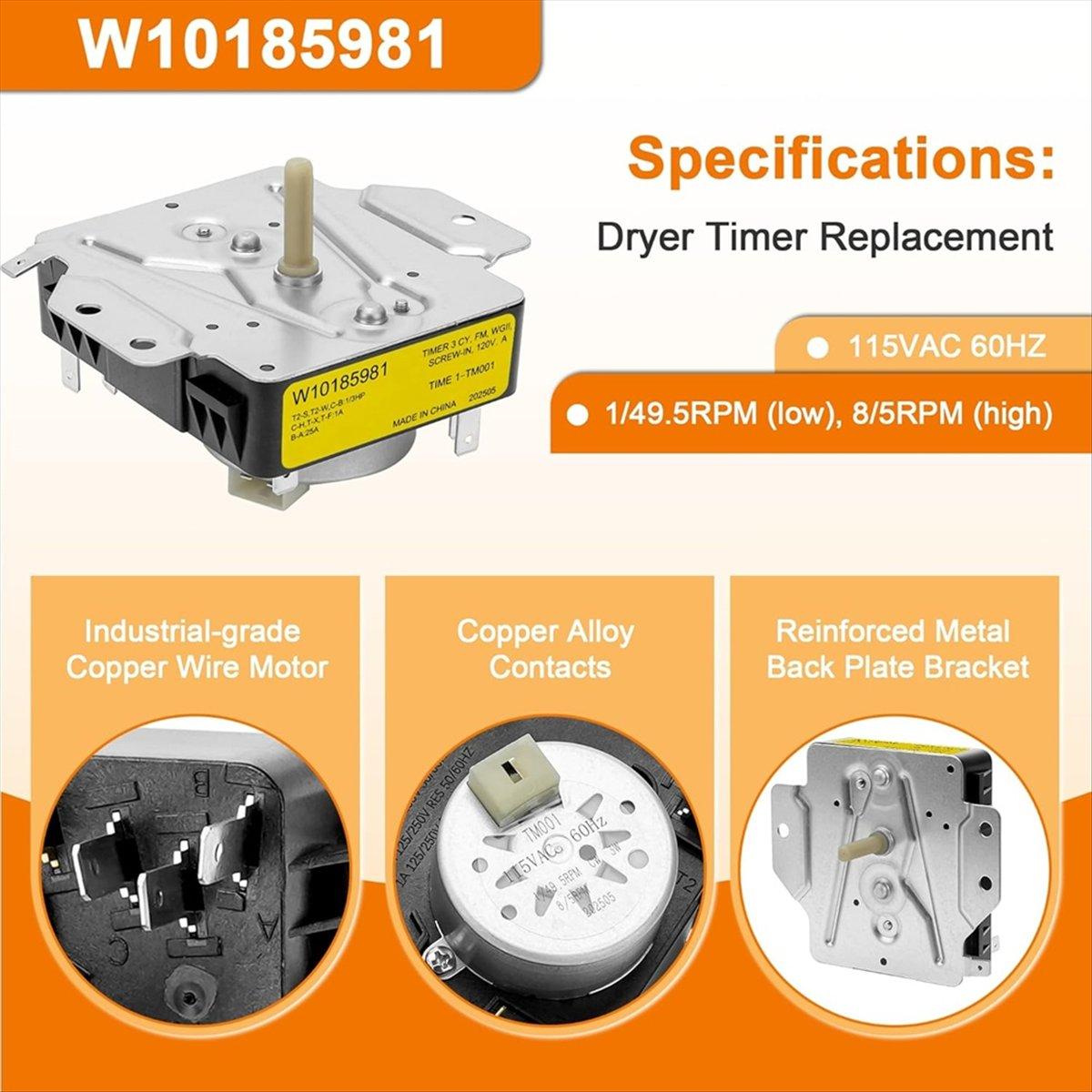 

BHBL W10185981 Dryer Fit for and Dryer Replace 418-095-20-B5 AP6016540 WPW10185981 PS11749830 China Mainland