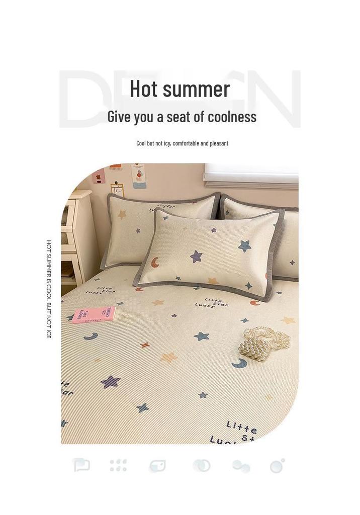 New Cute 3-Piece Ice Vine Cooling Mat Pillowcase & Bed Sheet Set with Digital Print - Spring/Summer