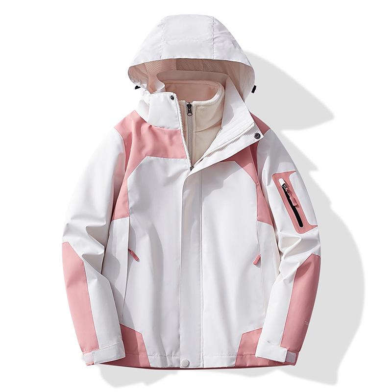 Waterproof 3-in-1 Hooded Mountaineering Jacket for Couples: Men & Women’s Winter Outdoor Windbreaker