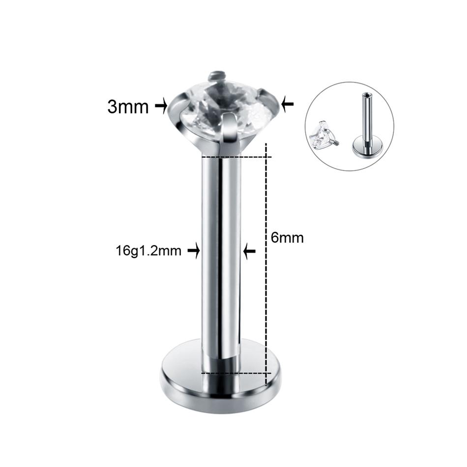 1PC Steel Labret Monore Ring Lip Stud Piercing Orelha Cartilage Ear Helix Stud Tragus Barbell Earrings Piercing Sexy Jewelry 16G