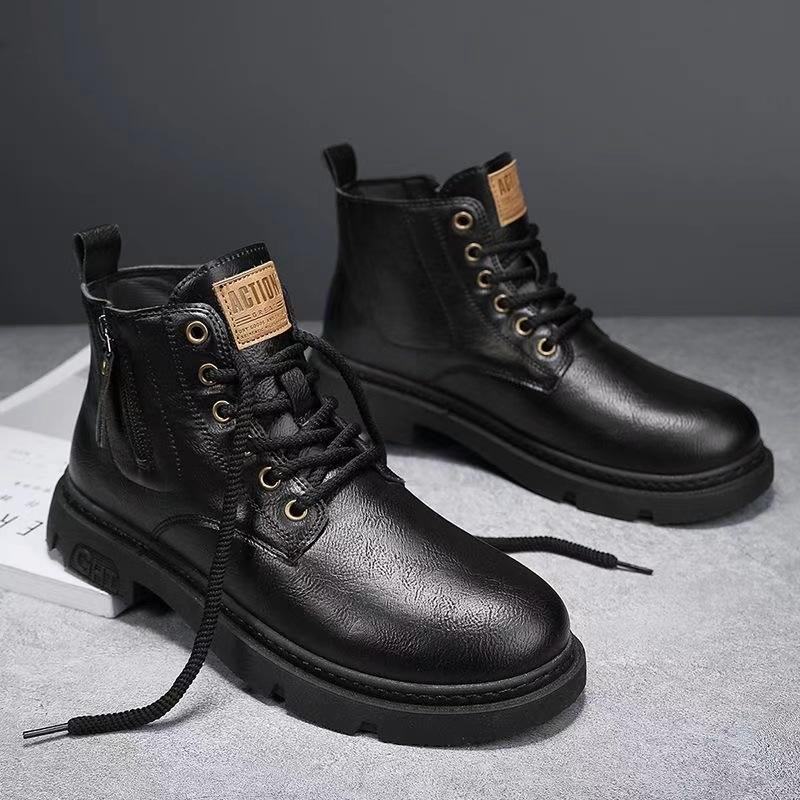 

2024 осень и зима популярные ботинки Martin британский стиль ретро красивый тренд универсальные мужские теплые рабочие ботинки 44 чёрный