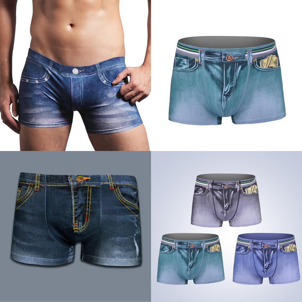 Høj Kvalitet Europæisk Og USA Stil Mænds Bomulds Shorts Denim Jeans Undertøj For Komfort