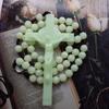 Rosary Beads Necklace with Jesus Crucifix,Catholic Prayer Gifts Luminous Cross Pendant Necklace Simple Jewelry Gifts