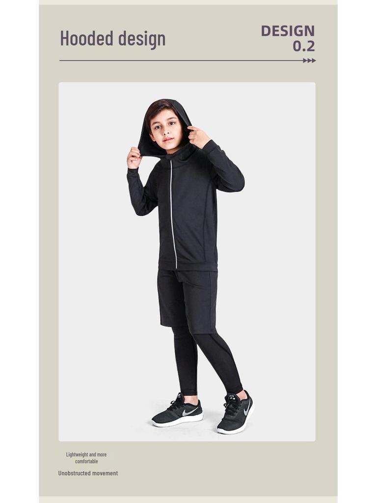 Kids' Sports & Fitness Set: Quick-Dry Basketball, Soccer, Outdoor Training Base Layer & Warm Tight-Fit Suit for Boys