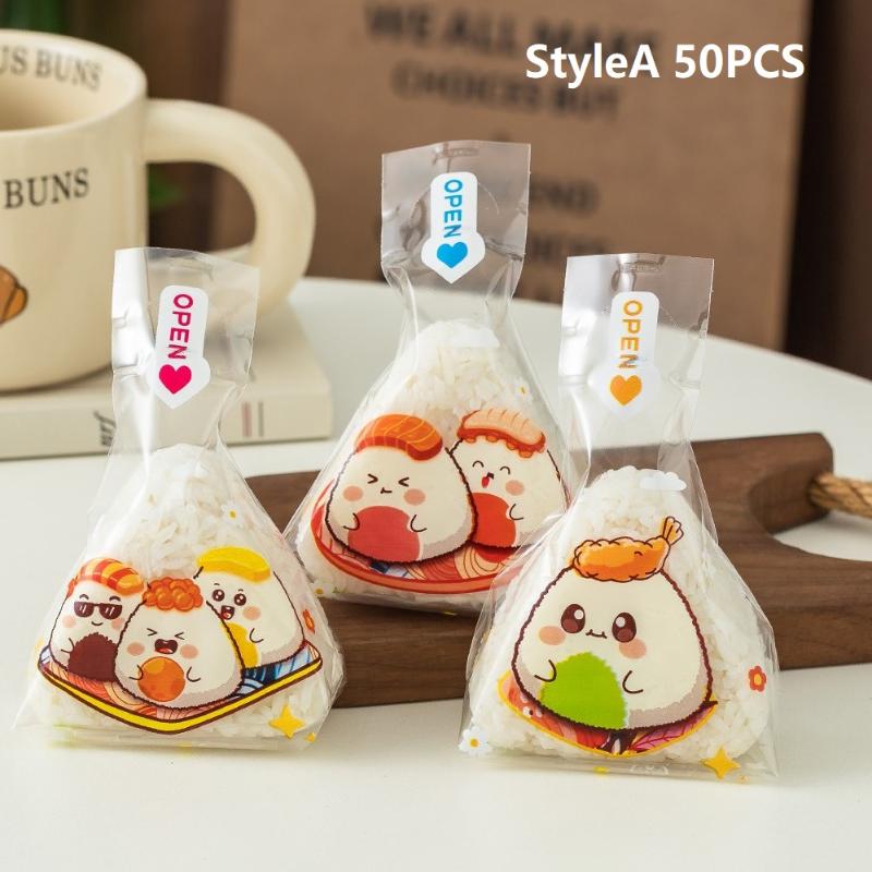 50/100 Pcs Cartoon Capybara Koala Triangle Rice Ball Packaging Bag Nori Onigiri Sushi Bag Sushi Making Mold Bento Accessories