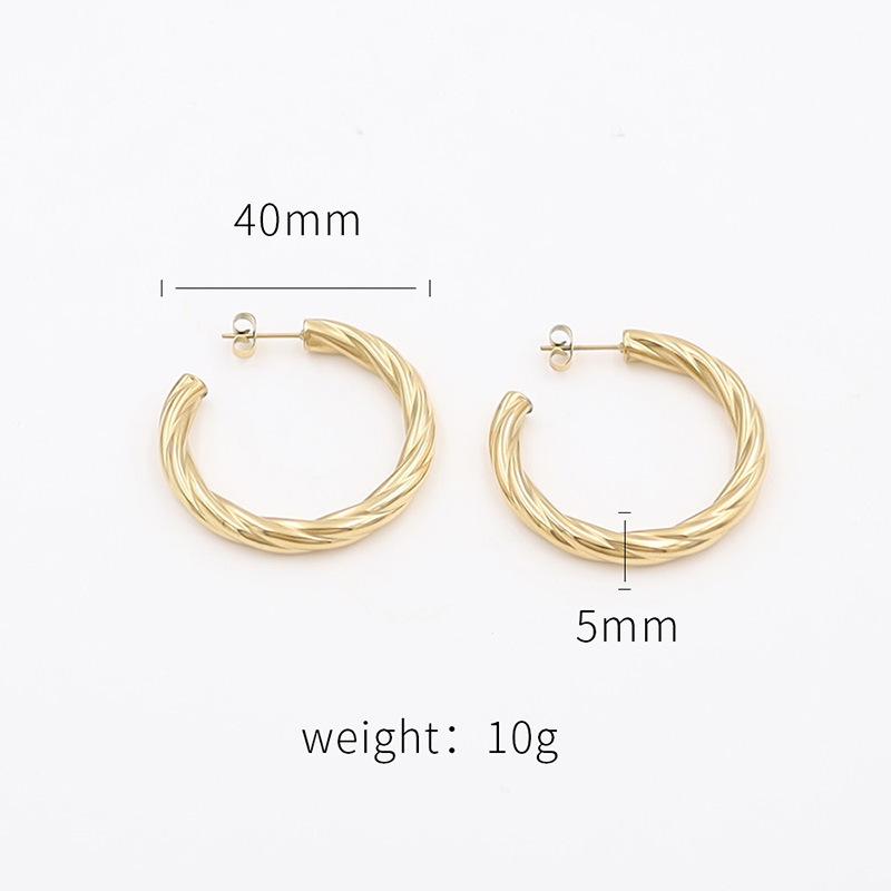 Stylish And Simple Titanium Steel Twist Earrings Women'S Niche Light Luxury C Titanium Steel Earrings Do Not Fade