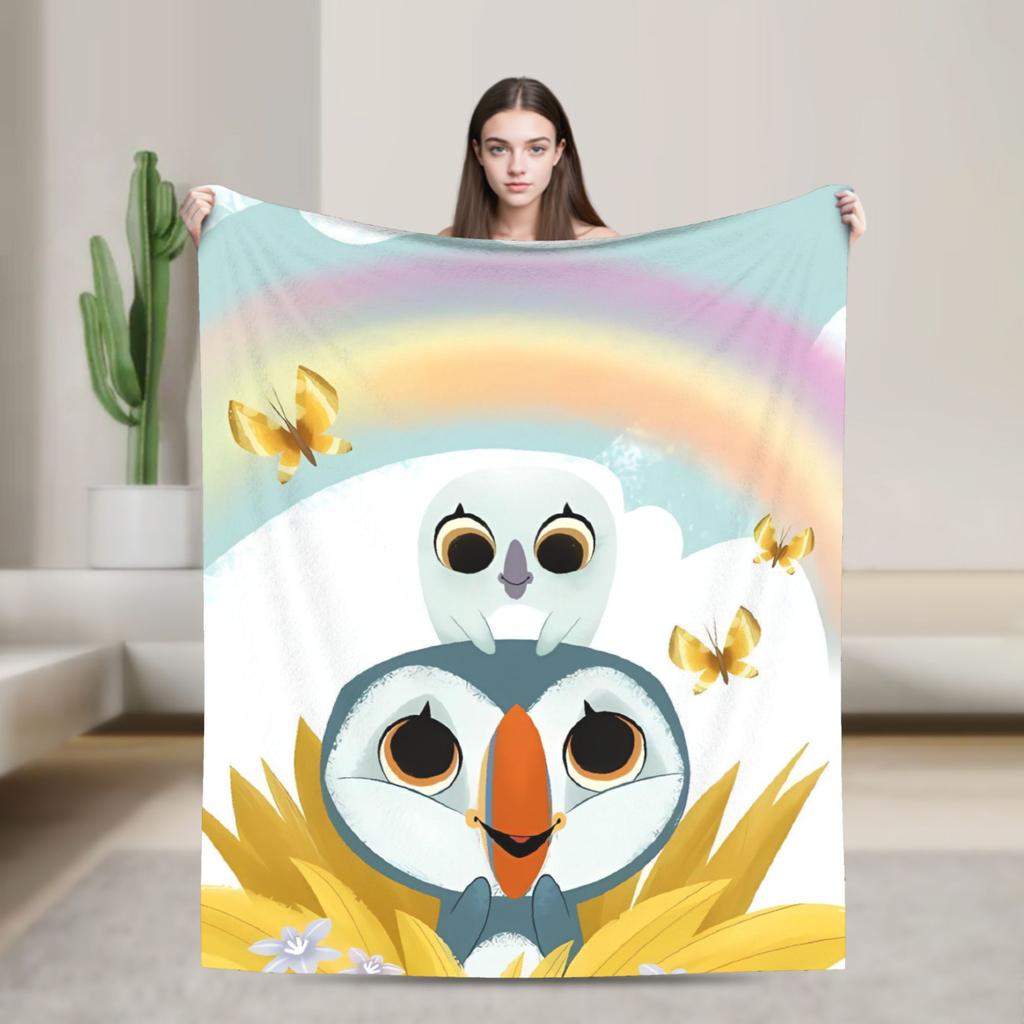 Puffin Rock Decke Qualität Superweich Tagesdecke Winter Kinder Heimdeko Mode Tagesdecke