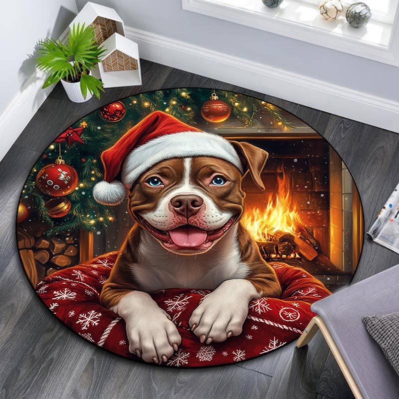 

Dog Round Area Rug,Carpet Rug for Living Room Bedroom Sofa Playroom Decor,Non-slip Floor Mat 80cmx80cm