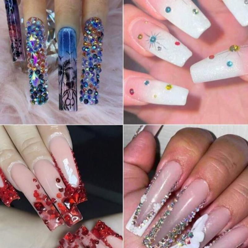12Grids Sparkle 3D Nail Art Rhinestones+Tools 2Mm Brilliant Diamond Nail Charms Nail Decoration Manicure Accessory