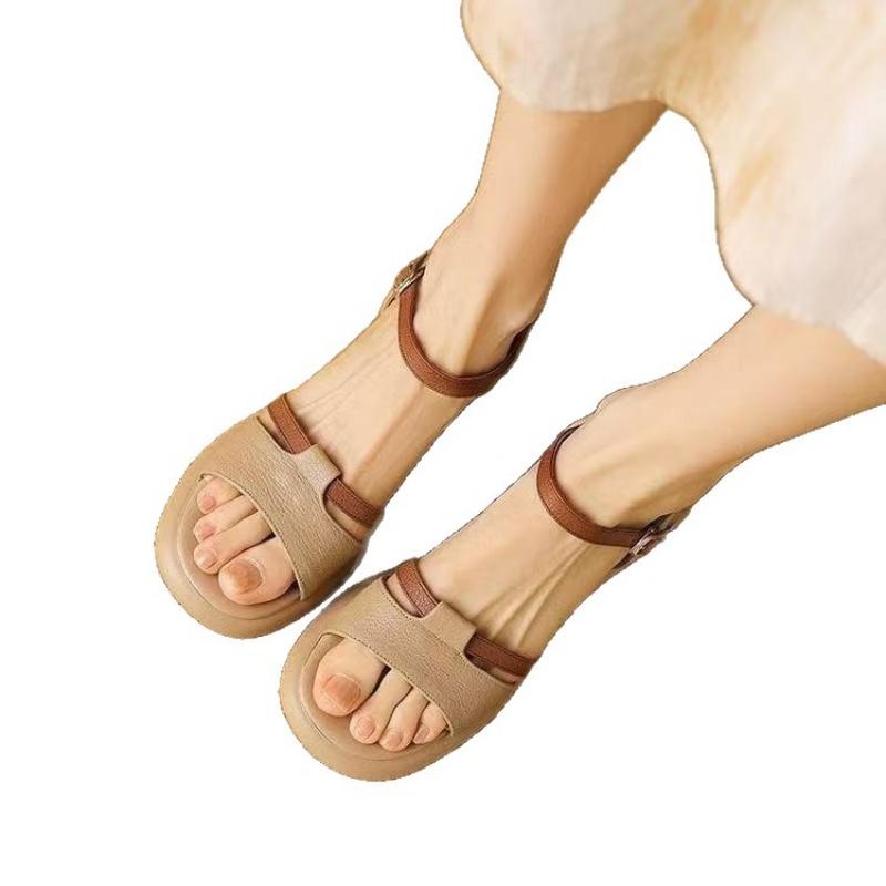 Sandali Donna Slip-on Monopezzo con Tacco Largo, Scarpe Retro a Suola Morbida, Scarpe da Spiaggia