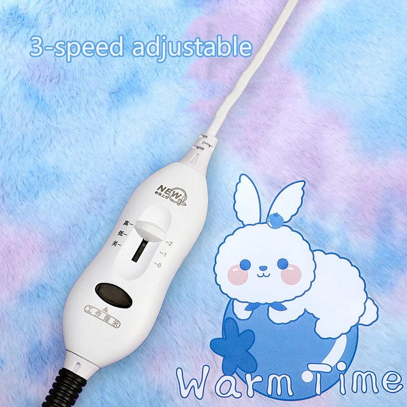 Winter Pet Heating Pad with Furry Cover Cat, Dog, and Reptile Constant Temperature Electric Blanket Waterproof 3-level Adjustment