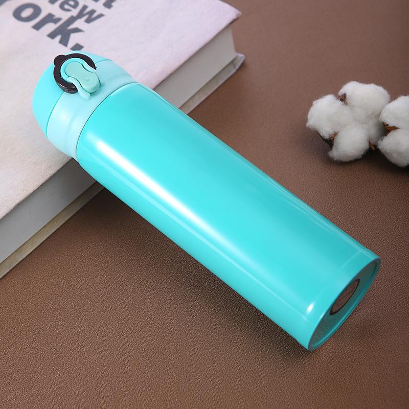 

380-500 мл однотонная двухслойная чашка-термос из нержавеющей стали 304, студенческая рекламная чашка, подарочная чашка для воды, термокружка 401-500ml небесно-голубой