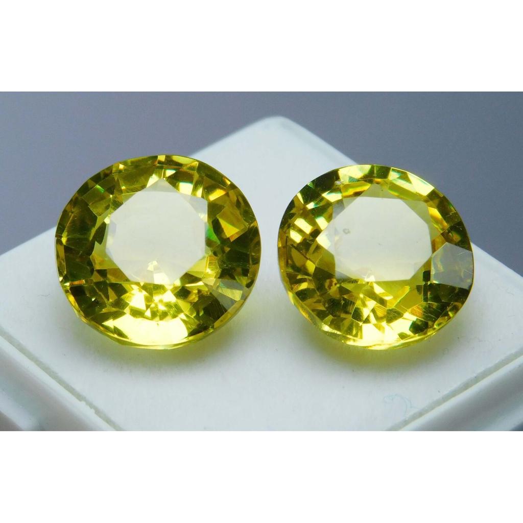 Yellow Sapphire Excellent Round Cut 20.54 Ct Natural Certified Gemstone Of Pair