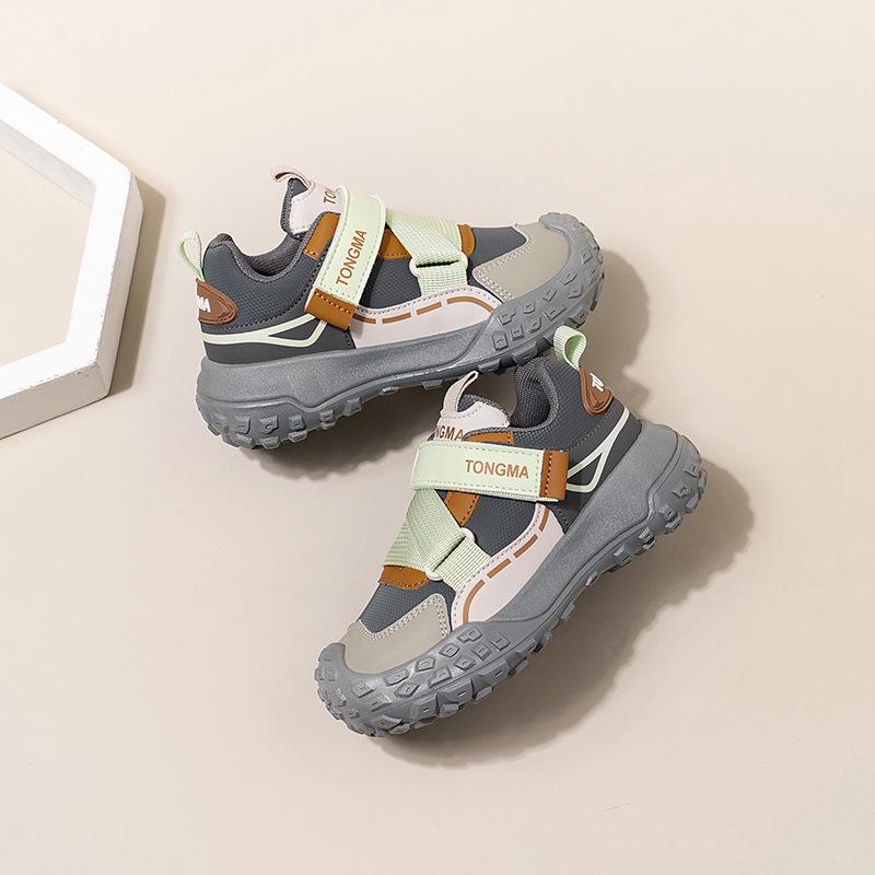 Children's Velcro Leather Sneakers for Spring and Autumn – Boys' Sports and Hiking Shoes