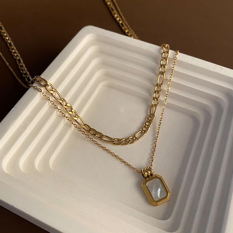 

Двухслойное титановое ожерелье на ключицу для женщин - Не выцветающее, Универсальная мода, Стиль легкой роскоши, Тренд интернет-знаменитостей.