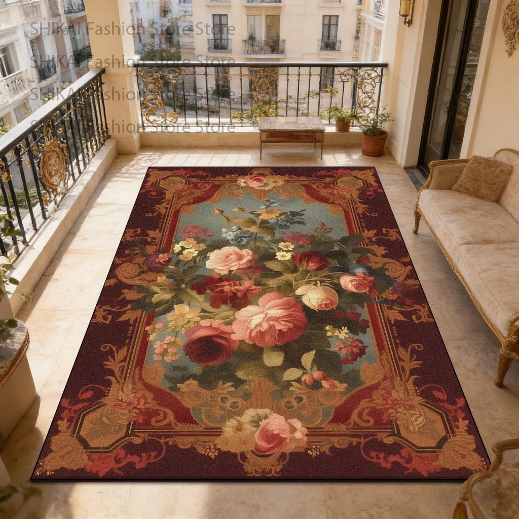 European Classic Country Style Balcony Carpet Easy Clean Fluffy Large Area Floor Mats Home Decoration Luxury Non-slip Soft Rugs