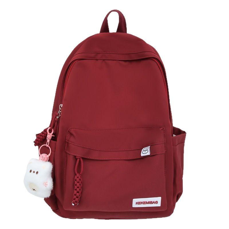 Schoolbag new backpack women's large-capacity casual simple solid color backpack Korean version school season school style girls schoolbag