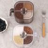 Food Grade Seasoning Storage Box Clear Condiment Container Multi Grid Seasoning Box  Kitchen
