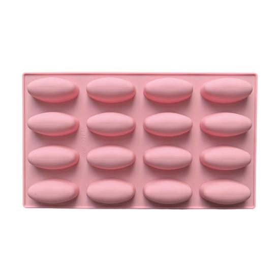 Silicone Baking Mold 16 Cavity Oval Chocolate Mold Non-Stick Freezer Oven Safe Dessert Mold Baking Supplies for Cake Jello Ice Cream