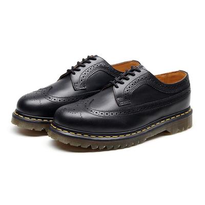 2025 Autumn and Winter Couple's Black and White Color Matching Round Head Dress Leather Shoes Low-top Large-size Casual Business Leather Shoes
