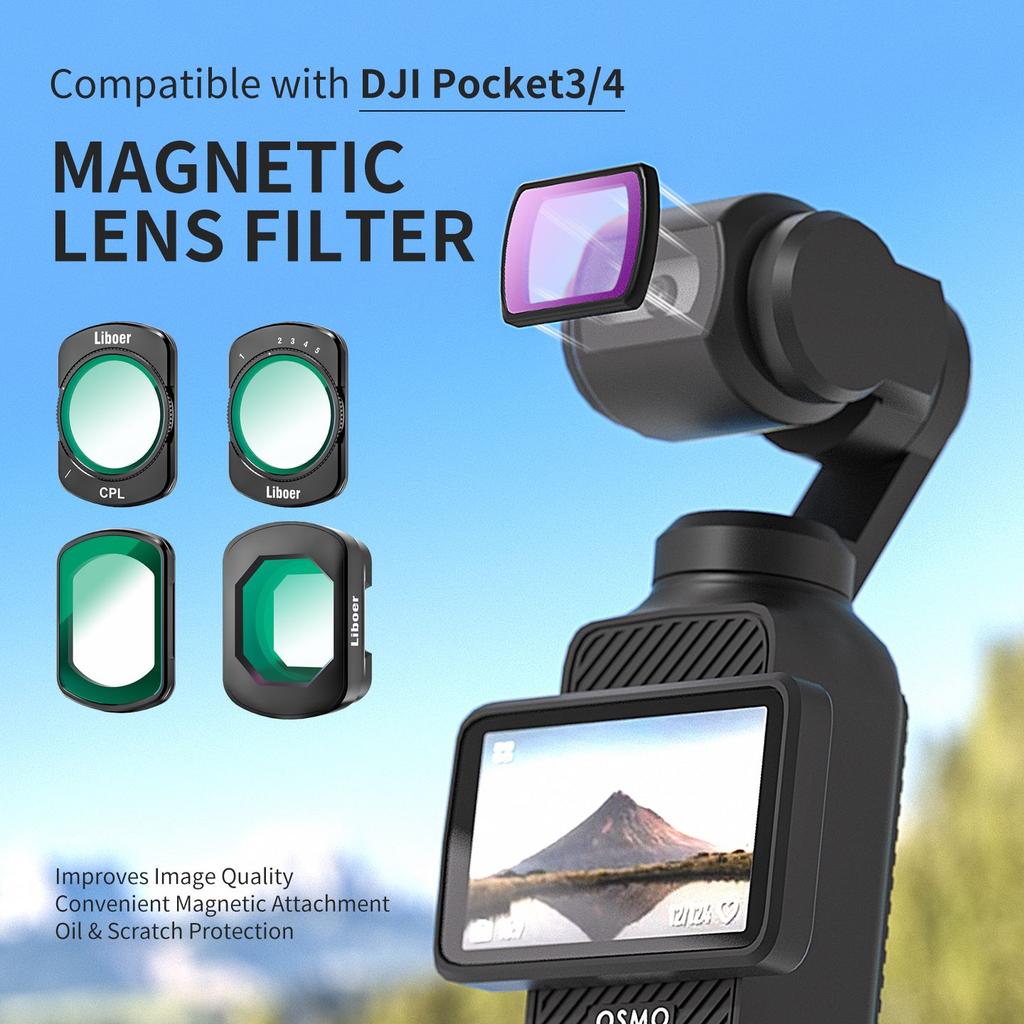 Filters for DJI Osmo Pocket 3 Magnetic Lens Filter UV ND2-32 CPL Wide-Angle Black Mist 1/4 Compatible with Pocket 4 Filter Set 6