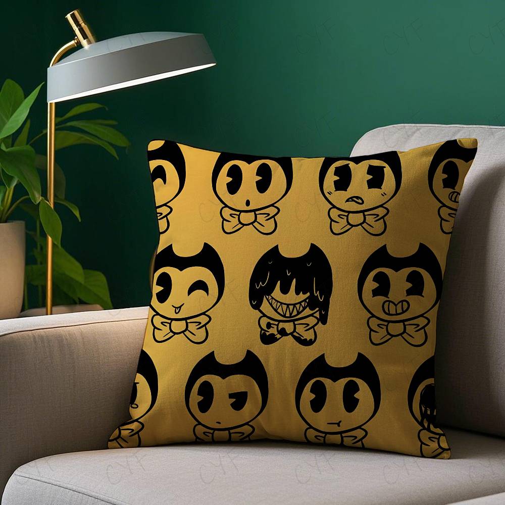 B-Bendy And The I-Ink Machine Anime Pillow Case Safe Custom Photo Pillow, Anti-Fade Brushed Fleece Cushion