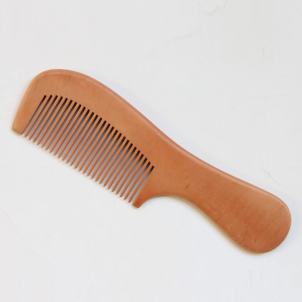 LALAFINA Wooden Comb with Peach Hair for Men and Women Handle, Wood, Fine-Toothed, Hairbrush, Comb, Unisex,